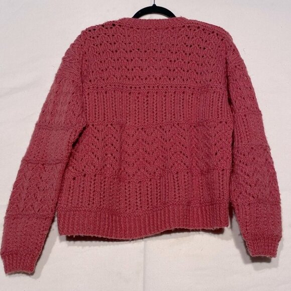 Handmade Women’s Hand Knit Pink V Neck Sweater L - Picture 5 of 10